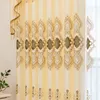 ヨーロッパのスタイルのカーテン用リビングダイニングルームベッドルームハイエンド刺繍カーテン厚い布のバランスカーテンチュールカスタム211203