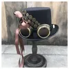 Fashion Women ręcznie robione steampunk top czapka z okularami z biegiem i wstążką magiczną melonik cosplay szerokie brzegi czapki oliv22