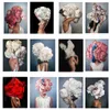 40x60cm farba streszczenie nowoczesne kwiaty kobiety DIY oleju numer obrazu na płótnie wystrój domu rysunek zdjęcia prezent