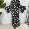 Abbigliamento etnico Dubai Arab Fashion Print Cintura taglie forti Abito da donna musulmana Abaya Gonna lunga Ramadan Kaftan