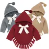Свитер для малышей кардиган кисточка вязаная одежда Осенние младенческие девушки свитера лук с младенцем пуловер 210417