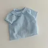 Summer Girls' Shirt Simple Sweet And Versatile Short Sleeve Loose Lapel Top Baby Girl Blouse 210701