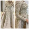 Aso Ebi arabe musulman dentelle perlée soirée manches longues a-ligne bal Vintage formelle fête deuxième réception robes robes