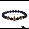 Brins Bracelets Jewelryfashion Hommes Bracelet Élastique De Luxe Couleur Dorée Soldat Casque Forme Cuivre Incrusté Zircon Naturel Pierre Givrée Être