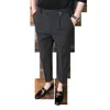 Letnie spodnie dorywczo Mężczyźni Slim Fit Business Sukienka Spodnie Kostki Długość Streetwear Office Społeczne Spodnie Kostiumu Czarny Szary Khaki 210527