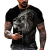 Erkek Artı Tees Polos T-Shirt Aslan Hayvan Modu Künye 3D T Erkek Gömlek Moda Streetwear görecek Kısa Kollu Büyük Gevşek Unisex Tees Tops