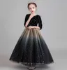 Starry Sky Flower Girl Dress Ball Gown Sequins Star Performance Evening Barnkläder 3-13Y HBT001 210610