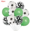 Ballons ronds à thème de Football, décoration de fête, ballons à hélium avec confettis noirs et blancs, sport, rencontre d'anniversaire pour garçons