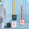 Bath Accessory Set Silicone Toilet Brush Wc Cleaner With Holder Flat Head Flexible Soft Bristles Bathroom Gap Cleaning