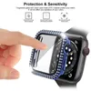 Bling Diamond Tempered Glass Watch 케이스 필름 화면 Protector Protective PC 범퍼 Iwatch 시리즈 6 5 4 3 2 44mm 42mm 42mm 38mm 41mm 45mm 소매 상자
