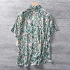 Men's Casual Shirts 2021 55%Silk 45%Rayon Shirt Top Men High Quality Plus Size Print Silk Short Sleeve Summer Broken