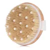 Brosse de massage anti-cellulite avec poils naturels Brosse de bain ronde en bambou pour corps de douche pour brossage humide ou sec W0283