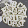 Gift Wrap 26pcs A To Z White English Letters Towel Embroidery Patch Fabric Sticker DIY Clothing Bags Decoration Adhesive Label