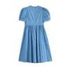 Fack İki Adet Fransız Patchwork Peri Elbise kadın Yaz Şık Vintage Puf Kısa Kollu Tasarım Estetik Giyim 210515
