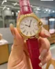 Luksusowe Mężczyźni i Kobiety Zegarki Złotą Skrzynki z Diamond Skórzany Pasek Kwarcowy Ruch Ruch Sukienka Watch Moda Marka Designer Wristwatches