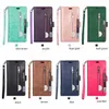 Étuis portefeuille en cuir pour iPhone 13 Pro Max Mini 12 5.4 6.1 6.7 Galaxy S22 Ultra Plus Multifonction Zipper Flip Cover Photo 9 ID Slot Card