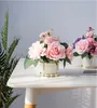 Vase en céramique européen bureau café bureau pot de fleur artificielle ameublement décoration artisanat salon table ornements 210409