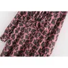 Streetwear Women Bow Collar Dresses Fashion Ladies Leopard Print Pink Dress Bohemian Female Ruffles Loose Vestidos 210430