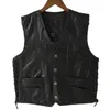 gilet de moto en cuir noir