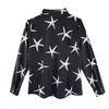 Kvinnors blusar Kvinnors skjortor Neatie Kiddie Office Ladies ol Long Sleeve Chiffon Shirt Starfish Print Elegant Business Blus Tops