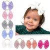 Högkvalitativ handgjorda bomullsbågar Huvudband Solid Färg Striped Bowknot Elastic Hairband Baby Nylon Hair Tillbehör Holiday Gift