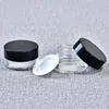 Food Grade Non-Stick 3ml 5ml Glass Jar Tempered Glass Container Wax Dab Jar Dry Herb Container with Black Lid