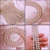 Autres perles en vrac Bijoux 100% pure perle d'eau douce naturelle ronde proche pour bricolage collier blanc forte lumière goutte livraison 2021 Moxvj