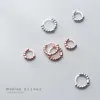 Pendientes de aro con cuentas de luz de Color oro rosa para mujer, Plata de Ley 925 auténtica, joyería fina pequeña, regalo para niña 210707