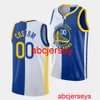 Zszyty Stephen Curry #30 Split Icon Association Ikona Biała Blue Jersey Dodaj dowolny numer nazwiska