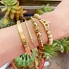 4pcs / set luxe royal reine couronne bracelet ensemble en acier inoxydable perles cz charmes bracelets romains bracelets pour femmes bijoux 220228