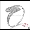 Bracelets Bijoux Drop Delivery 2021 Luxe Feuille Bracelet Canal Pave Réglage Carré Cz Blanc Plaqué Or Bracelet De Fiançailles Pour Les Femmes Weddin