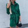 Casual Dresses Spring Autumn Fashion Women's Pure Color Elegant Sexy Lace-up Satin Shirt Dress Long Sleeve Turn Down Collar Bodycon Yellow D
