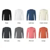 Kuegou 100% bomullskläder Solid Men T-shirt Långärmad Basic Tee Spring Henley T Shirt Högkvalitativ topp Plus Size ZT-88025 210716
