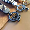 High-Grade Leather Car KeyChain Leopard Snake Pattern 360 Degree Rotating Horseshoe Buckle Jewelry Key Rings Holder Bag Pendant G1019