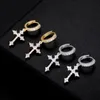 New Cross Earrings Stud for Women Iced Out Cubic Zirconia Jewelry Hip Hop Simple Fashion Diamond Earring Party Gift