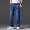 Jeans da uomo di alta qualità Lyocell elasticizzato dritto allentato estivo sottile classico pantaloni casual pantaloni azzurri taglie forti 40 42 44