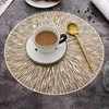 6/4PCS Round Placemats Restaurant Hollow PVC decoration Meal Mat Anti- Dining Table Line Mat Steak Plate Pad 210706