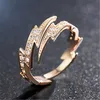Womens Rings Crystal fashion plated 18k rose gold opening lightning ring female finger exaggerated Lady Cluster styles Band