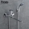 Banyo duş setleri patates musluk seti çinko alaşım gövdesi krom çıkış boru banyo mikseri başlık p22214