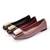 Jesień Beaie Shoe Girl 2022 Nowe Balet Mieszkania Kobiety Plac Toe Buckle Eleganckie Pu Leather Solid Flats 43 Ladies Boat