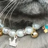 Cat Collars & Leads Rhinestone Necklace Imitation Pearl Neck Chain With Bells Collar Dog Pet Accessories Pendants