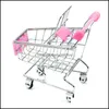 Miniatures Nouveauté Gag Jouets Giftsmetal Mini Pretend Play Supermarket Handcart Shop Utility Cart Mode Storage Car Desk Brinquedos De Menina