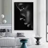 Black Profile Lip Woman Canvas Painting HD Print Figure Posters and Prints Modern Wall Art Picture for Living Room Bedroom Decor