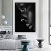 Zwart Profiel Lip Vrouw Canvas Schilderij HD Print Figuur Posters en Prints Moderne Wall Art Foto voor Woonkamer Slaapkamer Decor