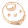 Earrings & Necklace FARLENA Jewelry Gold Color Hollow Out Bangle Ring For Women African Dubai Bridal Sets209N