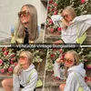 Square Sunglasses Women 2021 Vintage Brand Oversize Women's Sun Glasses Black Gradient Female Men,s Oculos UV400 Oversized Double Nose Bridge Yellow lens Ss444