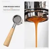 Italian coffee filters modified bottomless handle for De-longhi ECO310 machine stainless steel 51mm two-ear household solid wood handle