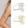 Punk Czeski Metalowy Swirl Spirala Ramię Bransoletka Mankieta Bransoletka Regulowana Armlet Armband Gypsy Turkish Jewelry Q0719