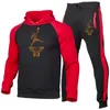 Novos 2 peças Conjuntos Correste Potência Imprimir Homens Com Capuz Moletom Calças Pullover Hoodie Sportwear Terno Casual Esportes Homens Roupas