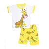 Jaune Girafe Mignon Bébé Filles Vêtements Costumes Coton D'été À Manches Courtes T-shirts Shorts Pantalon Infant Pyjamas 2pcs Ensembles 2-7 Ans 210413